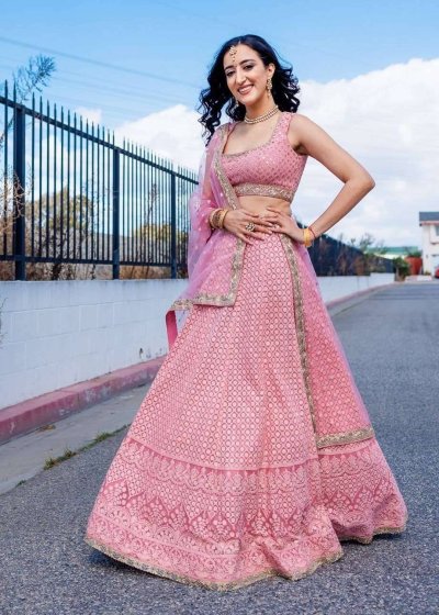 Pink Chikankari Lehenga