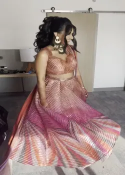 Sunset Geometric Lehenga - hover