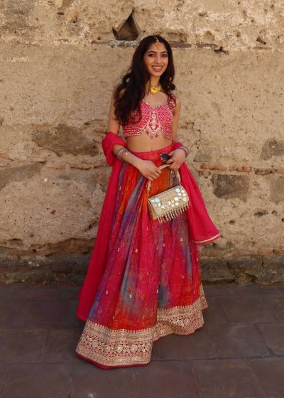 Red Tie-Dye Lehenga