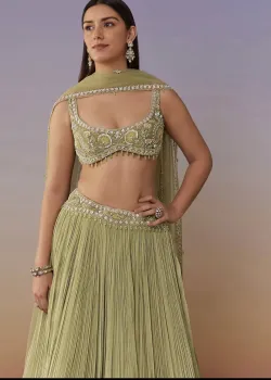 Green Embroidered Lehenga - hover