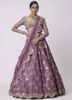 Mud Mauve Sequin Lehenga