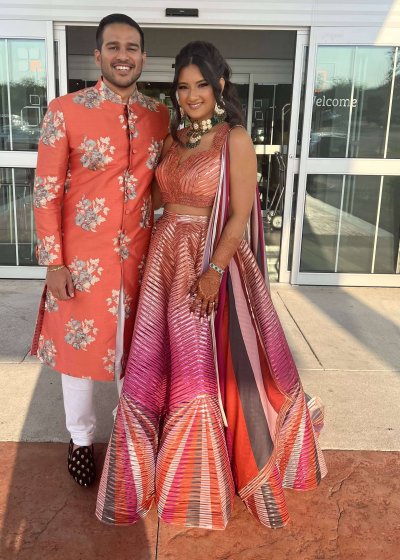 Sunset Geometric Lehenga