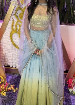 Blue Green Ombre Lehenga
