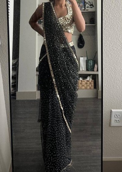 Black Sparkly Sari