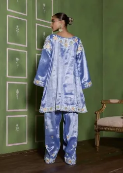 Blue Floral Farshi Salwar Set - hover