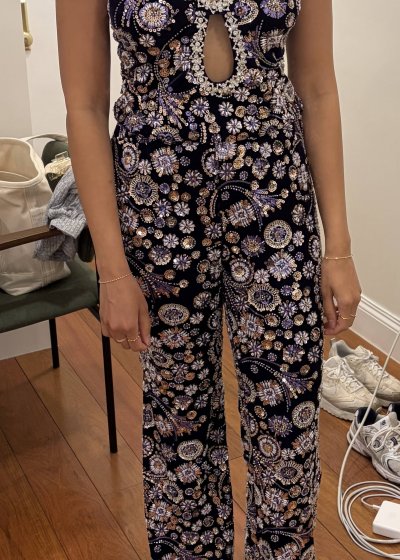 Black and Purple Embellished Pant Set