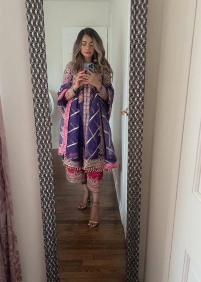 Purple Embroidered Kurta Set