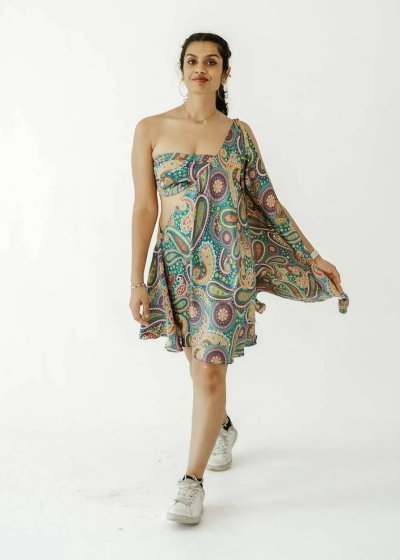Paisley Cutout Mini Dress