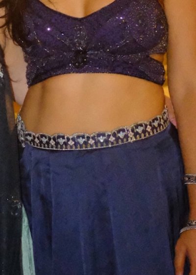 Navy Butterfly Top & Lehenga Skirt