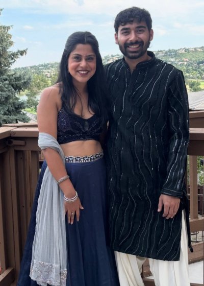 Navy Butterfly Top & Lehenga Skirt
