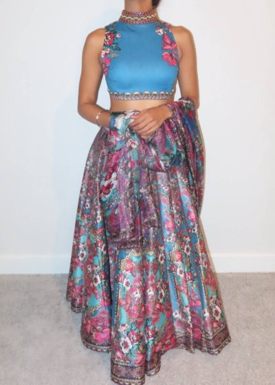 Blue Printed Lehenga