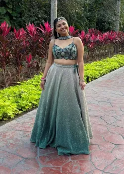 Green Sparkly Ombre Lehenga