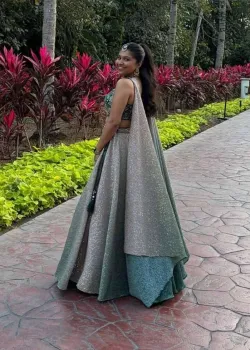 Green Sparkly Ombre Lehenga - hover