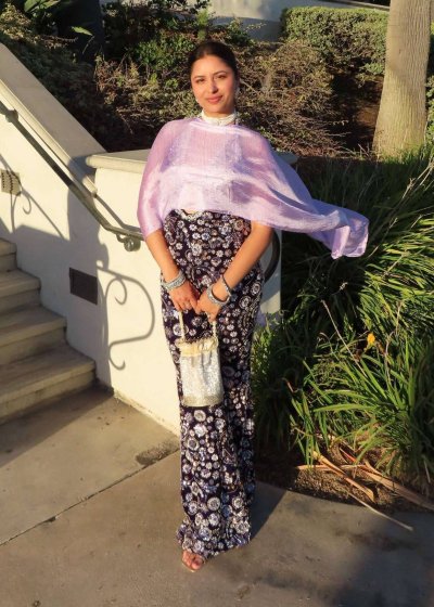 Black and Purple Embellished Pant Set