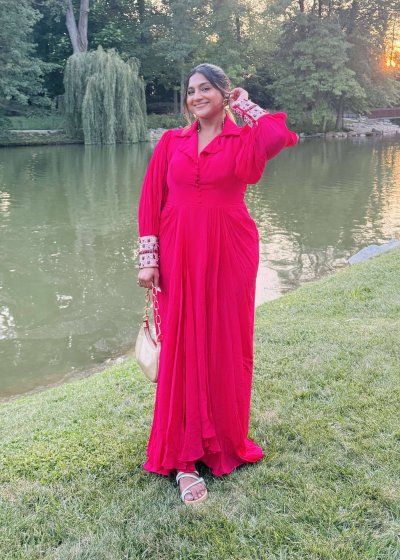 Rani Pink Fitted Maxi Dress