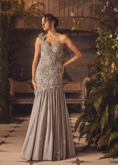 Roqa Grey Mermaid Backless Gown 
