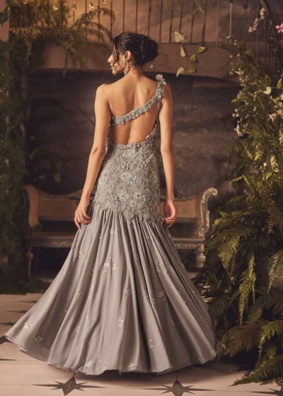 Roqa Grey Mermaid Backless Gown 