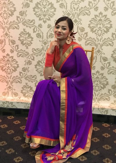 Purple And Red Sari