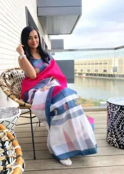 White And Blue Sari