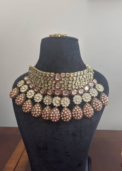 Ruby Polki Kundan Designer Bridal Choker Set
