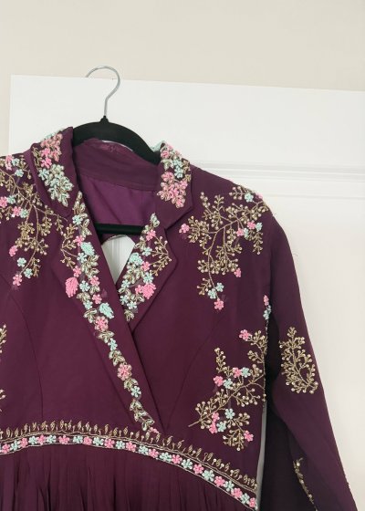 Purple Embroidered Gown