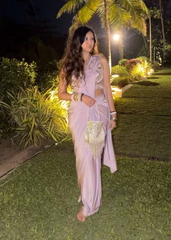Light Lavender Pre-Draped Sari