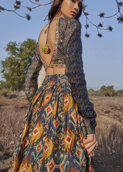 Blue Embroidered Lehenga