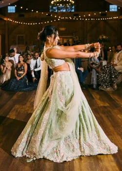 Mint Green Floral Lehenga - hover
