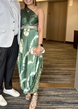 Green Tie-Dye One-Shoulder Dress