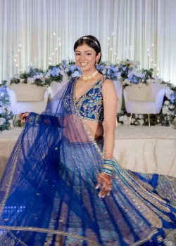 Blue Embroidered Lehenga - hover