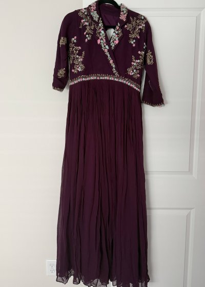 Purple Embroidered Gown