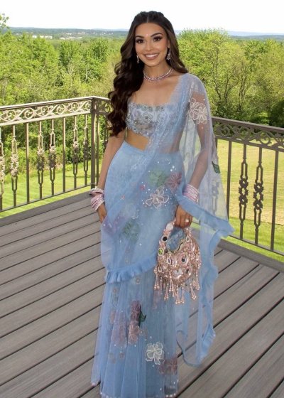 Blue Lace Sari
