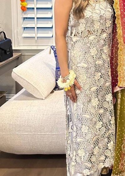 Silver and White Kurta Set