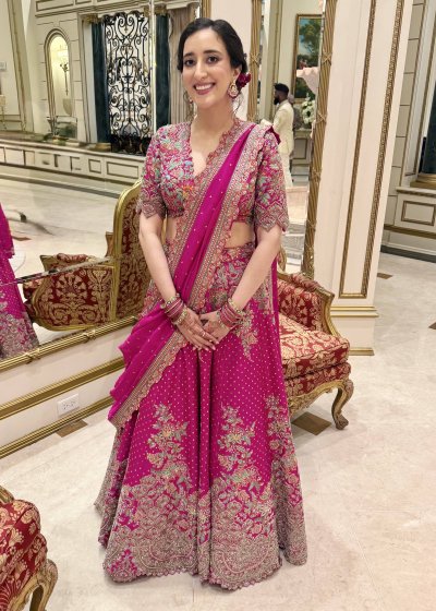 Pink Floral Beaded Lehenga