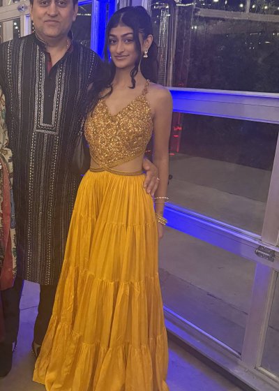 Mustard Gold Sequin Cutout Gown