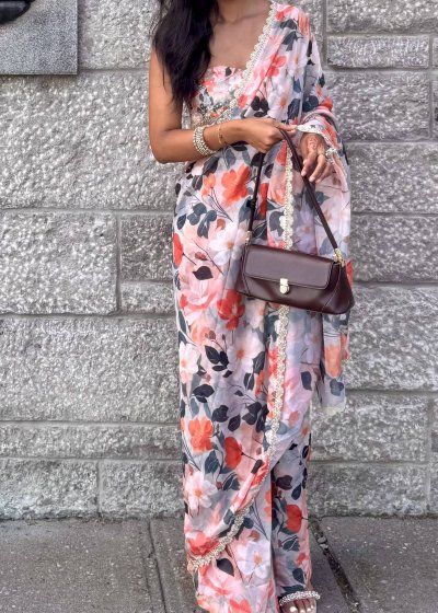 Floral Print Prestitched Sari