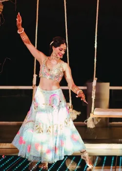 Pastel Bejeweled Half Lehenga - hover