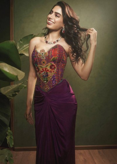 Maroon Corset Skirt Set