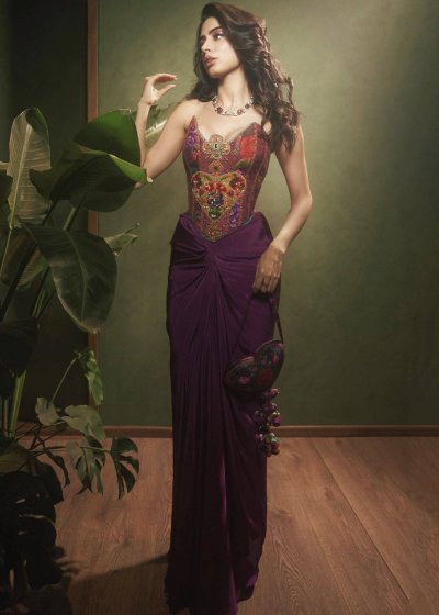 Maroon Corset Skirt Set