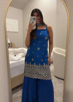 Royal Blue Strappy Kurta Set