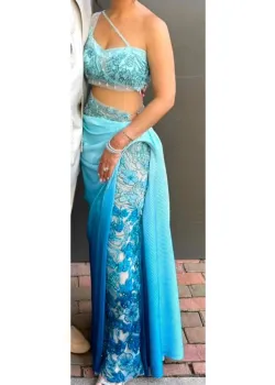 Blue Ombre Slit Skirt Set - hover