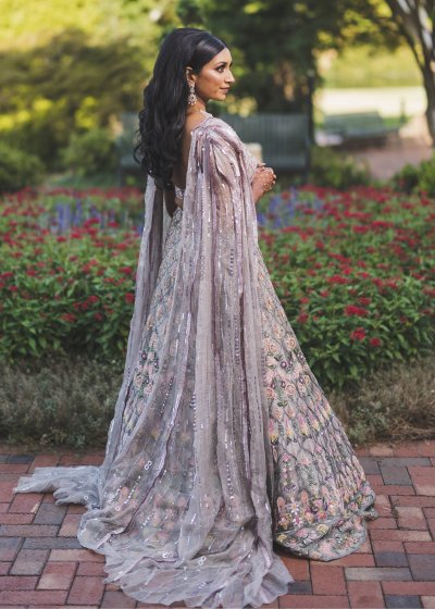Purple Silver Floral Lehenga