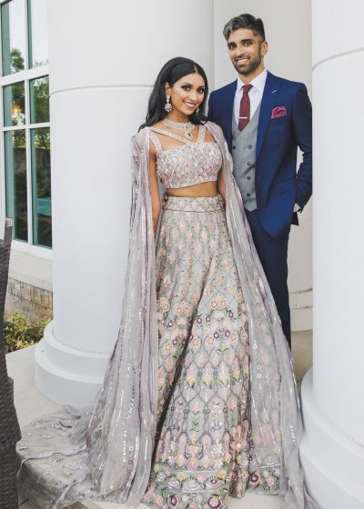 Purple Silver Floral Lehenga
