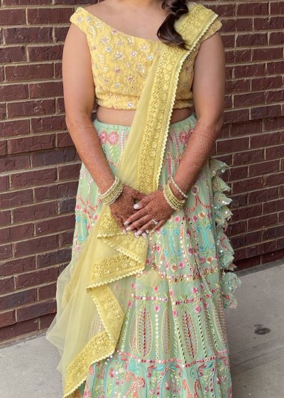 Pale Yellow Embellished Lehenga
