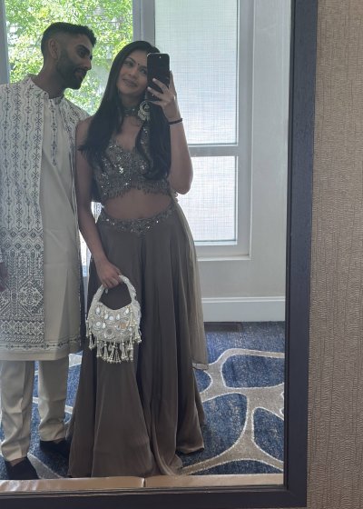 Brown Embellished Sharara Set