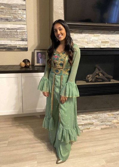 Sage Green Embroidered Jacket Set