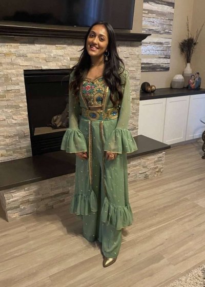 Sage Green Embroidered Jacket Set