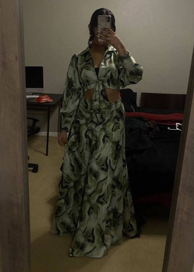 Green Marble Print Co-Ord Set