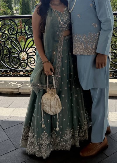 Sky Blue Embroidered Lehenga