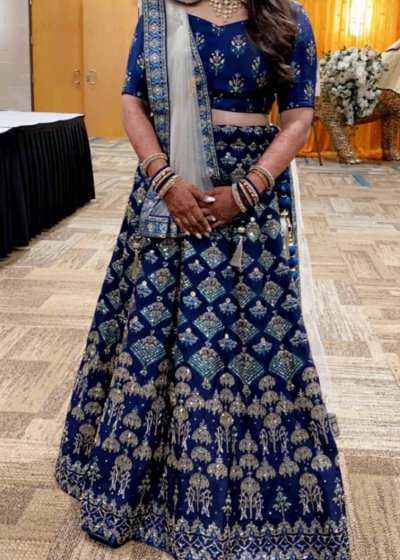 Navy Blue Embroidered Lehenga
